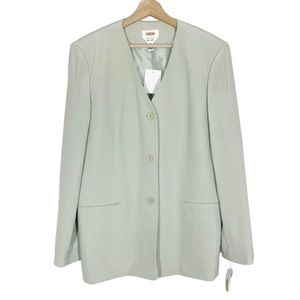 NWT Talbots Pure Silk Blazer Jacket 3 Button Long Sleeves Green Sz 16